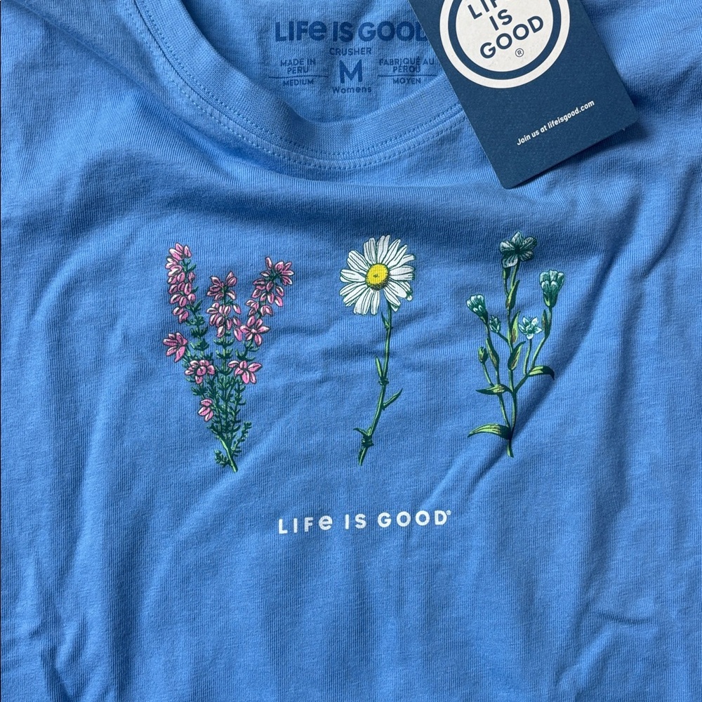 Life Is Good Blue Floral Long Sleeve Tee - Picture 3 of 5